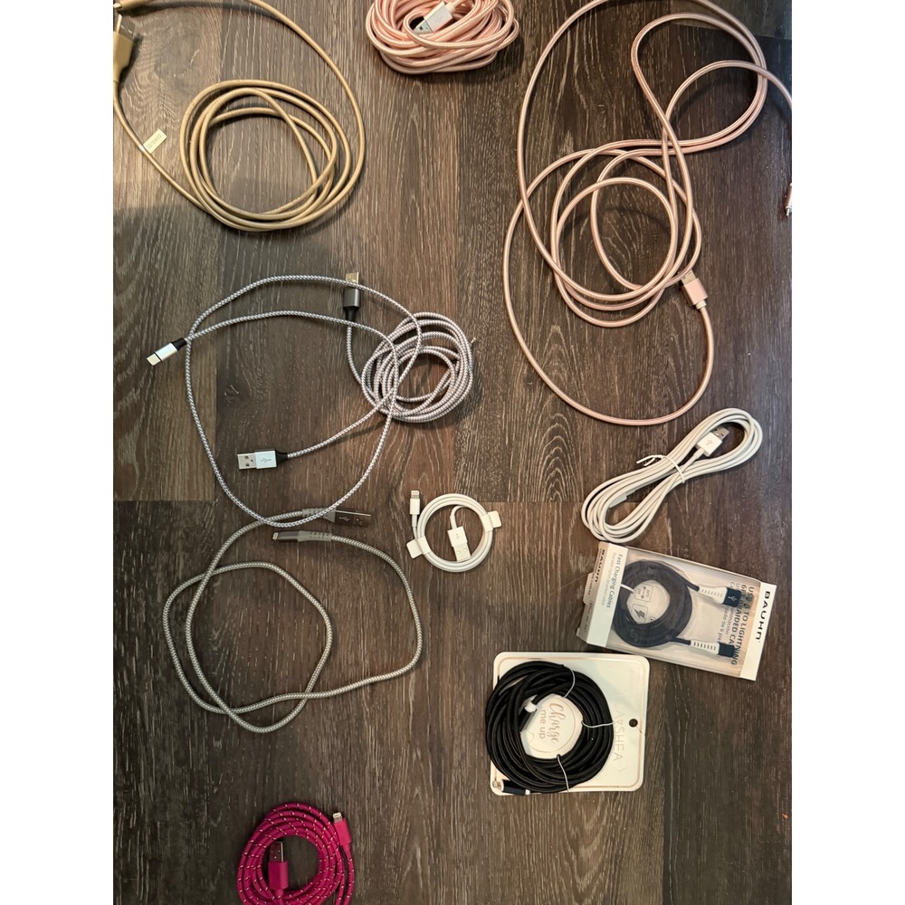 Iphone Charging Cables Lightning USB-A Braided Long Cord Bundle Lot